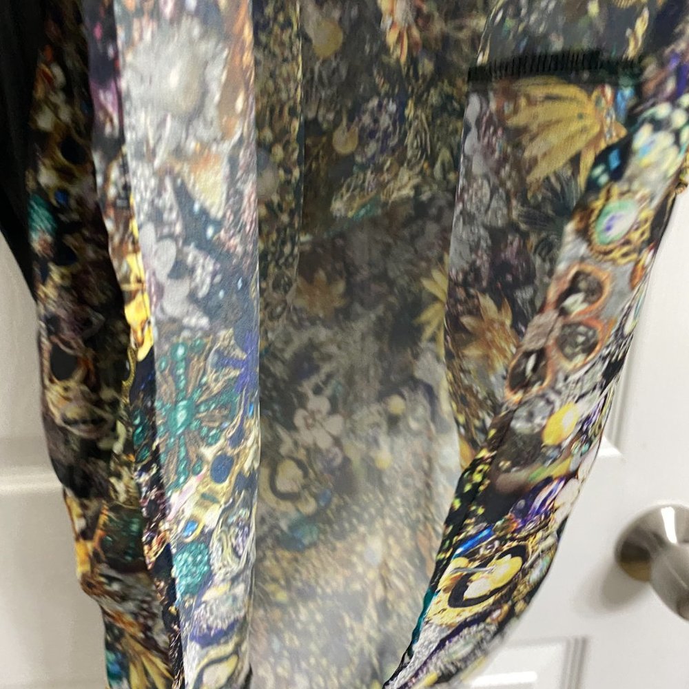Lk New~Lane Bryant Sheer chiffon sleeveless floral and black blouse~20 - Picture 8 of 10